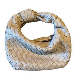 Woven Beige Tan Leather Handbag Purse